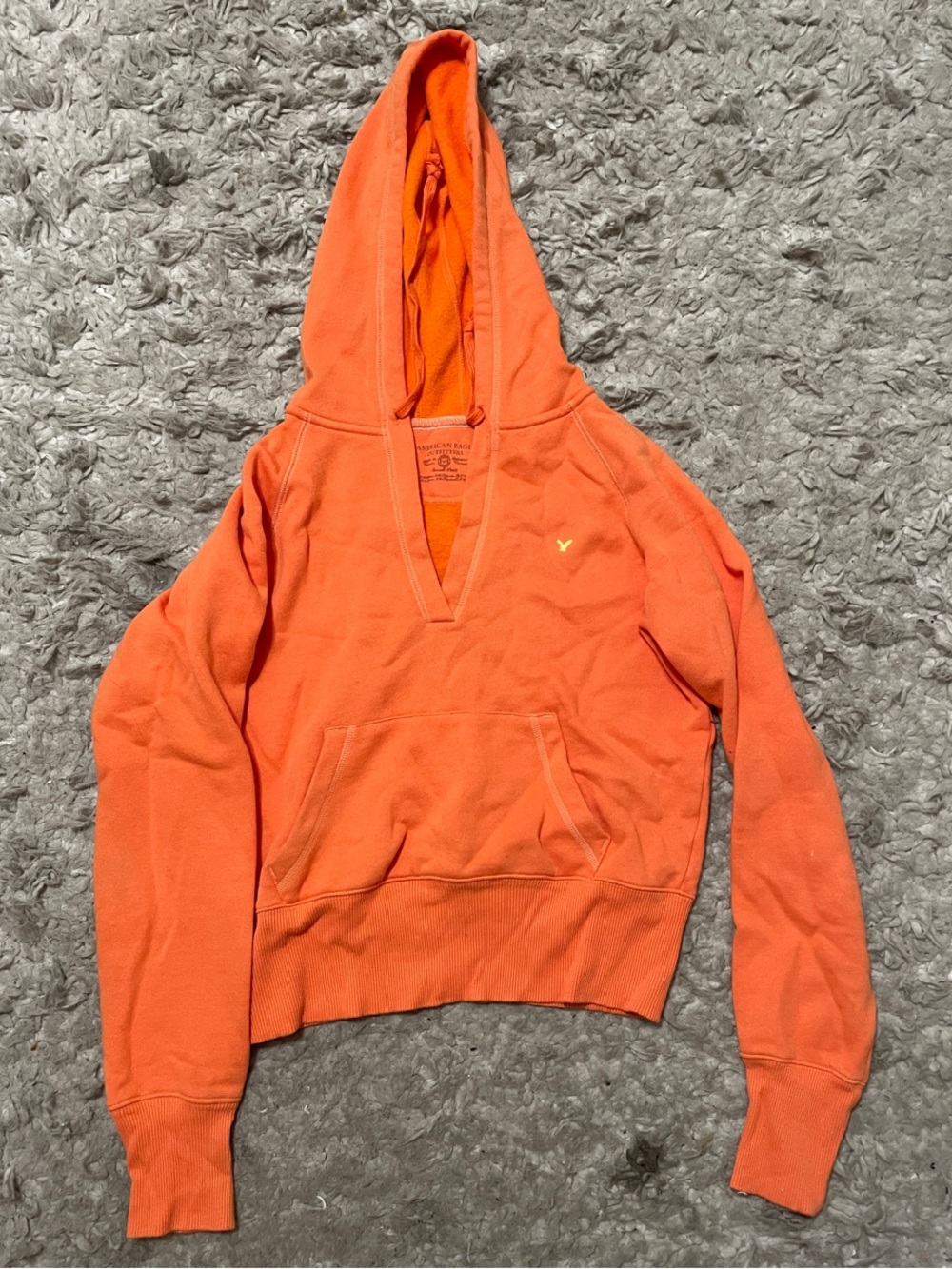 American Eagle Outfitters Orange V-Neck Hoodie